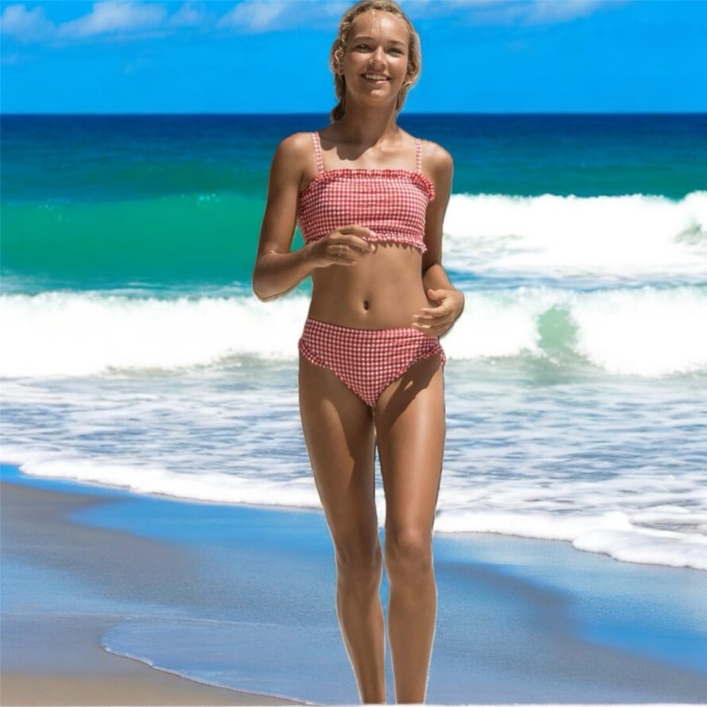 Snapper Rock Kids Picnic Partly Bikini 2-piece red & white gingham Girls 12